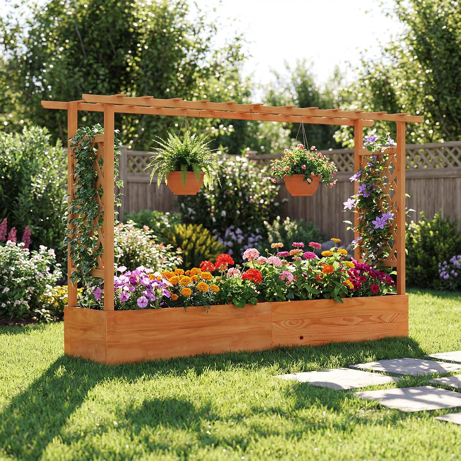 Raised Garden Bed - حوض زراعة مرتفع للحدائق الخارجية، بلاستيكي،