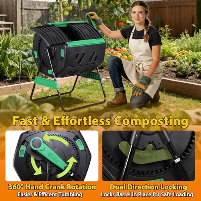 صندوق سماد دوار مكون من قسمين  - مراجعة Compost Bin وسعره