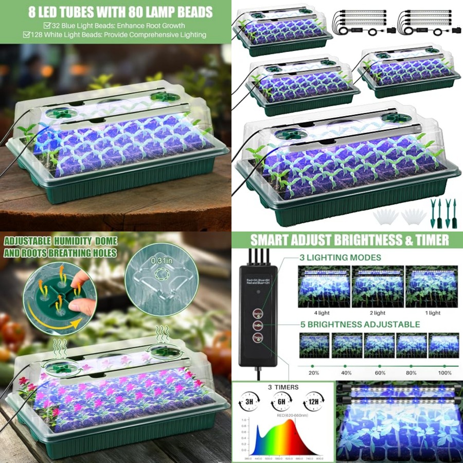 صينية بذور مع إضاءة للنمو، مجم - مراجعة Seed Starter Tray وسعره
